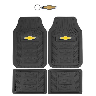 #ad #ad New 5pc Chevy Elite Bow Tie Logo Car Truck Rubber Front Rear Floor Mats Keychain $58.80