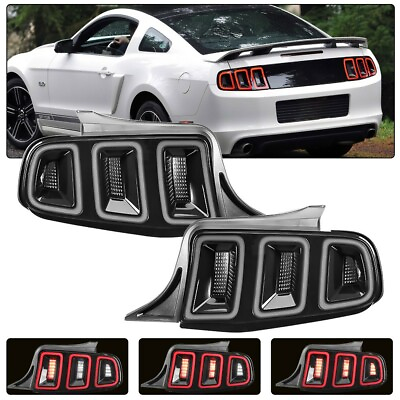 #ad For 2010 2014 Ford Mustang Tail Lights LED Rear Brake Lmap Sequential Smoke Lens $259.99