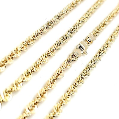 #ad 10K Genuine Gold 3.5MM Diamond Cut Rope Chain Necklace Unisex $450.00