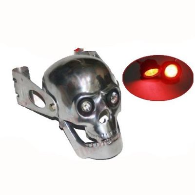 #ad Customised Aluminium Skeleton Skull Headlight Chopper With 2 Red Eye Bulb AEs $74.81