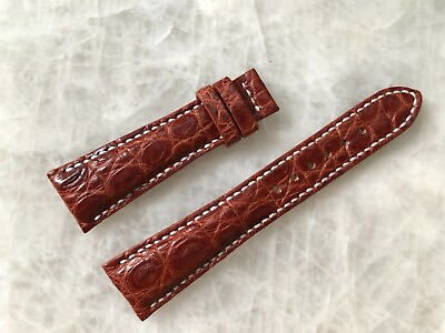 #ad 22mm 16mm Genuine Real Alligator Crocodile Leather Watch Strap Band Red Brown $44.25