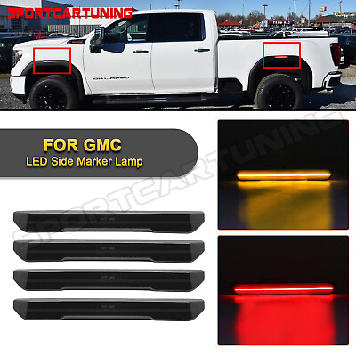 #ad 4x LED Side Marker Light Smoke For 20 2023 GMC Sierra 2500HD 3500 Denali CrewSLT $78.84