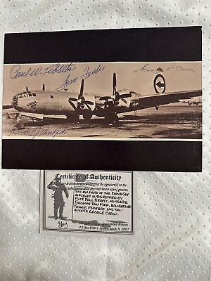 #ad Enola Gay 4 Crew Members Signed original 5x7 Photograph certificate of authent $549.00