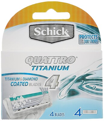 #ad Schick Quattro Titanium Razor Blade Refills for Men 4 Cartridges $8.99