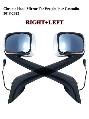 #ad Pair RightLeft Side Chrome Hood Mirror Heated for Freightliner Cascadia 18 up $115.99