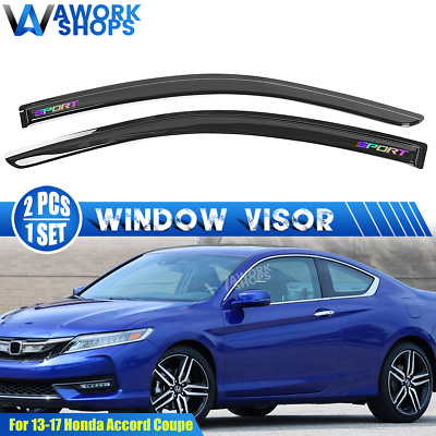 #ad Fits 13 17 Honda Accord 2DR Window Visor Sun Rain Guard Vent 2PC w Laser Sport $49.99