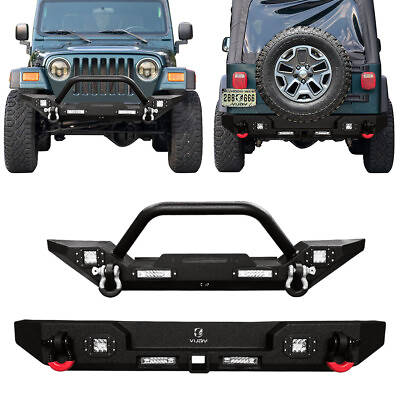 #ad Vijay Front Rear Bumper For 97 06 Jeep Wrangler TJ with Spotlights and D rings $499.99