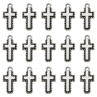 #ad 50PCS Tibetan Silver Alloy Cross Pendants Charms Metal Pendants Jewelry 20x10mm $7.20