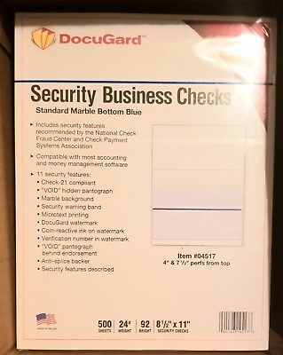 #ad #ad DocuGard Security Business Checks Standard Marble Bottom Blue 24lb 25 Sheets $2.00