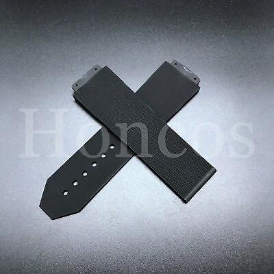 #ad 25MM RUBBER WATCH BAND STRAP FITS FOR 44 45MM H BIG BANG SMOOTH BLACK $21.99