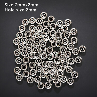 #ad 100Pcs Tibetan Silver Charms DIY Spacer Beads For Jewelry Findings 7mm*2mm $5.99