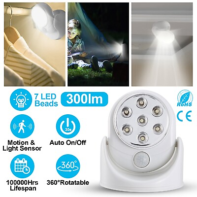 #ad 7 LED Adjustable Motion Light Activated Sensor Indoor Outdoor Cordless Battery $14.21