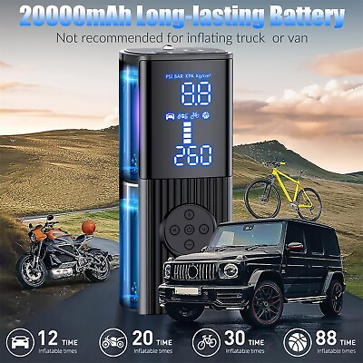#ad 20000mAh Portable Digital Air Compressor 150PSI Electric Auto Pump Tire Inflator $43.99