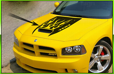 #ad Hood Scoop Blackout Decal Fits 2006 2010 Dodge Charger SRT8 Super Bee Flames $54.99