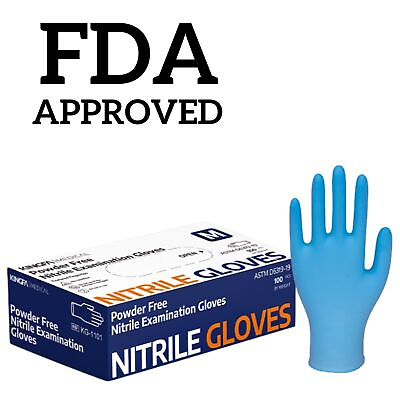 #ad Kingfa Blue Nitrile Medical Gloves FDA Powder amp; Latex Free Disposable 3 mil $13.74