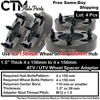 #ad 4x 1.5quot; Thick 4x156 ATV UTV Heavy Duty Wheel Adapter Fit Polaris Kawasaki Yamaha $147.19