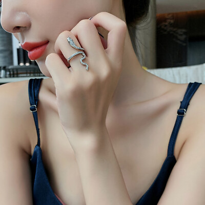 #ad Women Fashion 925 Silver FilledGold Cubic Zircon Ring Cute Women Snake Jewelry $0.99