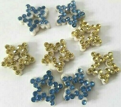 #ad CraftbuddyUS 20pcs x0.5in BLUE GOLD STARS Stick on Rhinestone Gems $4.25