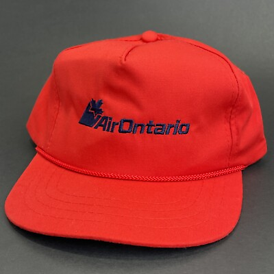 #ad #ad Vintage 1980#x27;s Air Ontario AirOntario Flight Services Airline Red Snapback Hat $39.99