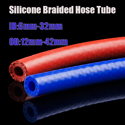 #ad Reinforced Silicone Braided Hose Tube Air Water Pipe Hose Heat Resist ØID 6 32MM $12.07