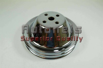#ad Small Block Chevy Chrome Short Water Pump Pulley Double 2 Groove SWP SBC 350 $34.98