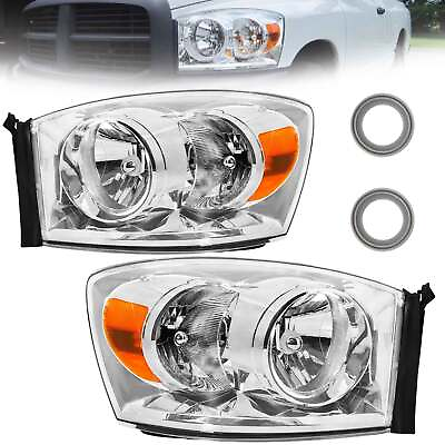 #ad Anti fog Headlights Fits for 06 08 Dodge Ram 1500 2500 3500 Assembly Chrome Pair $75.99