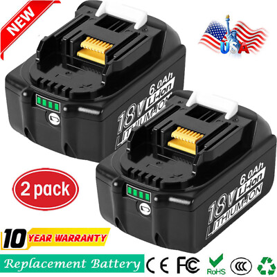 2Pack For MAKITA 18V BL1850 BL1860 BL1830 LXT 18 Volt Lithium Ion Battery 6.0Ah $29.29