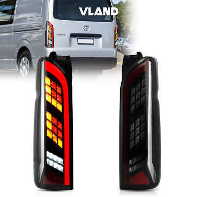 #ad VLAND Smoked LED Tail Lights For 2005 2018 Toyota Hiace Rear Lamps w Sequential $169.99