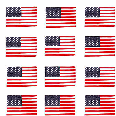 #ad Wholesale lot 12 3#x27; x 5#x27; ft. USA US American Flag Stars Grommets United States $26.99