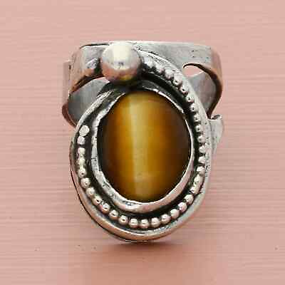 #ad sterling silver artisan crafted tigers eye cabochon as is ring size 6 $44.80