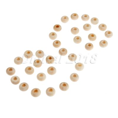 #ad 50Pcs Flat Round Wood Beads 8*14mm Loose Spacer Big Hole For Jewelry Making $2.82