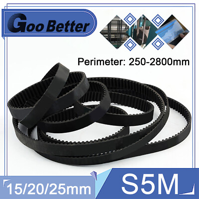 #ad S5M Timing Belt 250 2800mm Perimeter 15 20 25mm Width Rubber Synchronous Belts $4.40