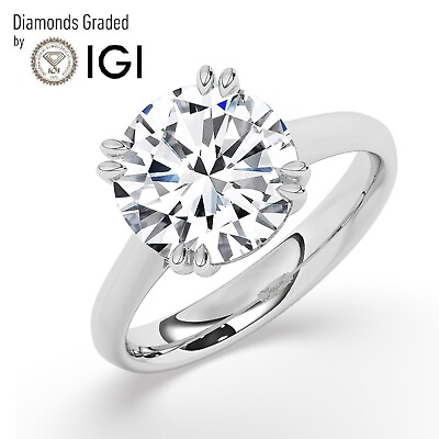#ad IGI 4.20CT Solitaire Lab Grown Round Diamond Engagement Ring 950 Platinum $4290.20