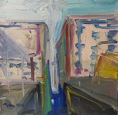#ad JOSE TRUJILLO Contemporary Oil Painting Abstract Urban City Buildings Modern Art $595.00