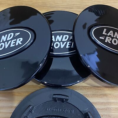 #ad 4PC For Range Rover Supercharged Center Caps BLACK GLOSS Wheel Hub Caps $16.99