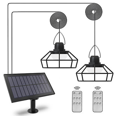 #ad #ad Double Head LED Pendant Light Solar Power Outdoor Indoor Garden Yard Shed Lamp $13.99
