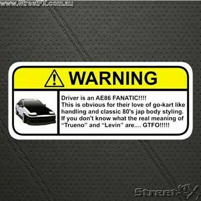 #ad AE86 Visor Warning Sticker Decal Funny for Toyota 86 Trueno Initial D Corolla AU $8.00