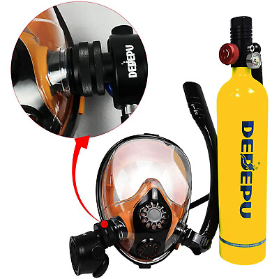 #ad 1L Air Oxygen Scuba Diving Tank Portable Diving Gear Full Face Snorkel Mask Kit $260.76