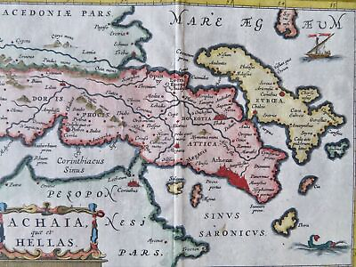 #ad Ancient Greece Attica Hellas Athens Corinth Euboea 1683 engraved map $106.25