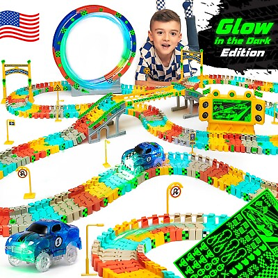 #ad Race Track Cars Kids Gift Set Twister Glow in the Dark Flexible Magic Twisting $37.99