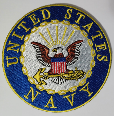 #ad US NAVY quot;UNITED STATES NAVYquot; PATCH Iron Sew on Patch 4 inch patch DK Blue $7.89