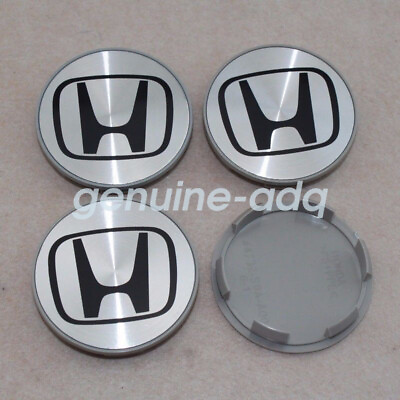#ad Set of 4 Wheel Rim Center Caps Silver Black Logo 69MM 2.75 Fits: Honda $13.99
