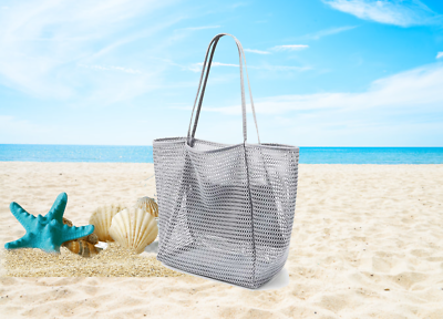 #ad Large Mesh Beach Tote Bag for Women Nylon Shoulder Bag Pool Bag Essential Gray $9.99