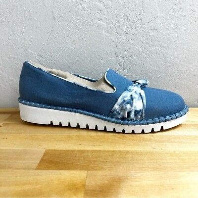 #ad NEW Skechers Macie Watercolor Feels Blue Slip On Wedge Shoes Women#x27;s Size 8.5 $29.99