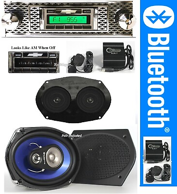 #ad 1955 Bel Air Stereo Radio Bluetooth Hands Free Dash 6x9 Speakers 630 BTD69 $549.00