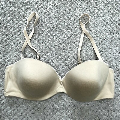 #ad Maidenform Multiway Strapless Bra 34B Underwire Seamless Padded Cup Tan Nude $18.00