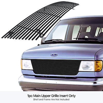 #ad For 1992 2007 Ford Econoline Van Upper Stainless Black Billet Grille Insert $65.99