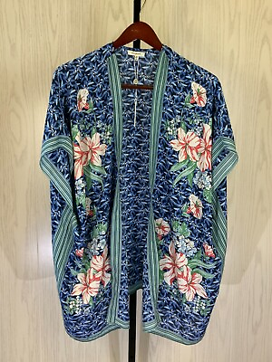 #ad Max Studio Floral Kimono Women#x27;s M Navy NEW MSRP $195 $19.96