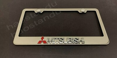 #ad 1x MITSUBISHI 3D Emblem STAINLESS STEEL License Plate Frame RUST FREE ScrewCap $16.95
