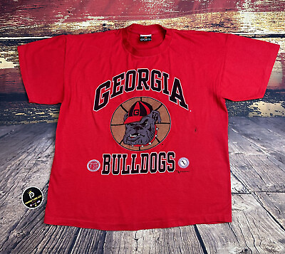 #ad VTG Georgia Bulldogs T Shirt Basketball Fits MENS LARGE Single Stitch USA 90s * $14.97